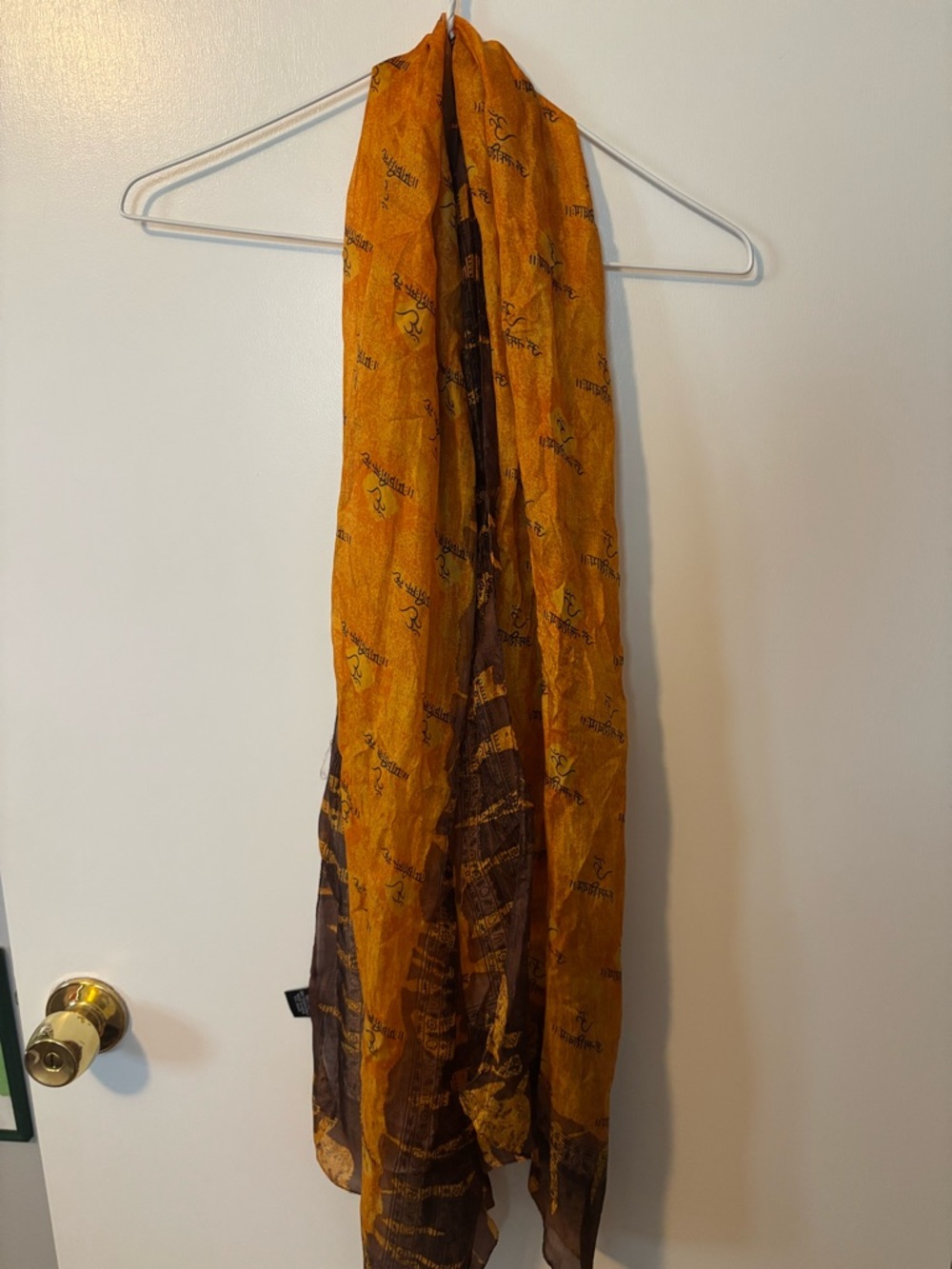 100% Silk Orange and Brown Quiet Luxury Autumn Fashion Logo Scarf Made in India